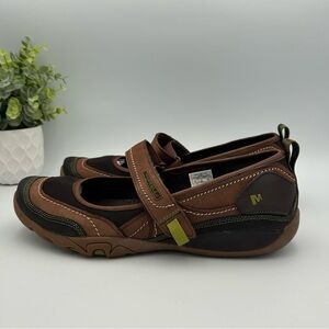 Merrell Women’s Mimosa Emme Cocoa Brown Leather Mary Jane Flat Shoes Size 11